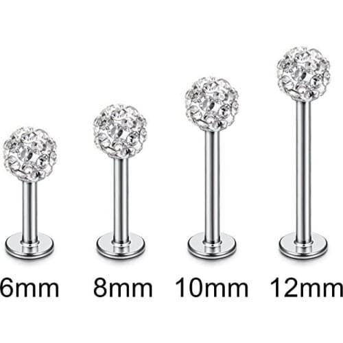 Zircon 16G Surgical Stainless Steel Labret Lip Stud Piercing Ear Cartilage Ear Stud Ombligo Ear Pircing Body Jewelry
