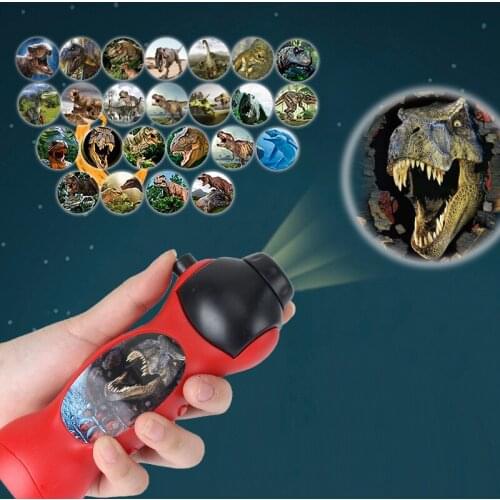 Childrens cartoon puzzle projection flashlight 24 patterns early education slides holding a projector electronic luminous dinos