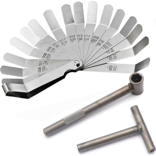 Motorcycle Engine Valve Screw Adjusting Spanner Tool Valve clearance adjustment tools + Feeler gauge 0.005 - 0.020 inch