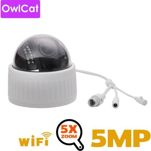 OwlCat 2MP 5MP HD Indoor Wifi PTZ Dome IP Camera 5x Zoom Wireless Video Surveillance CCTV Audio MIC IR Night Flash Card Onvif