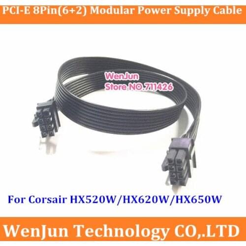 High Quality 60cm Black Modular 8Pin to 8pin(6+2) PCI-E Video Card Power Supply Cable for Corsair HX520W/HX620W/HX650W