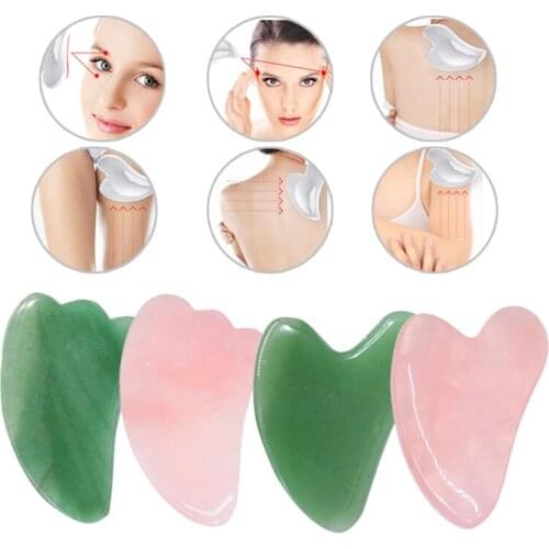 Gua Sha Face Massager Rose Quartz Jade Natural Stone Guasha Massage Neck face Lift Devices Slimmer Skin Care Beauty Health Tools