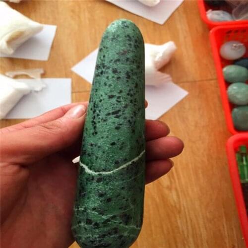 Massage stick made by natural red and green treasure,Epidote g-spot crystal goth, sex toy for women