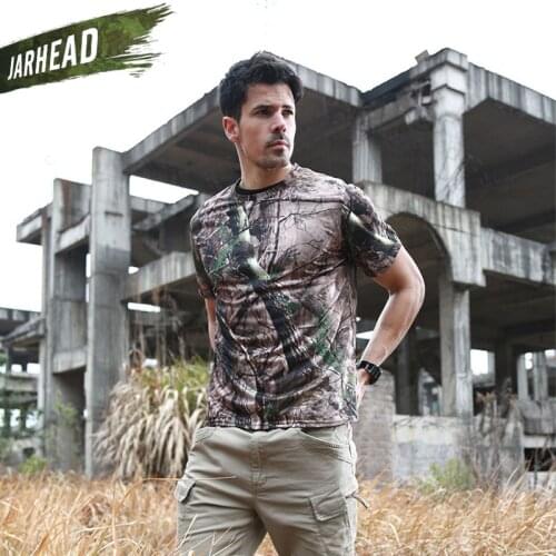 2018 Summer Outdoor Men Military Camouflage T-Shirts O-Neck Short Sleeve Jungle Hunting Tactical Quick-Drying T-Shirts Tee
