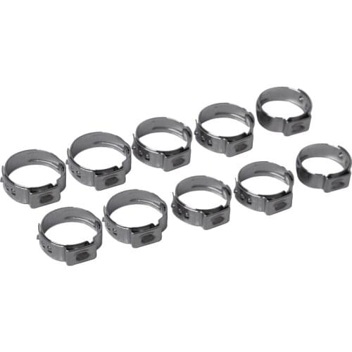 10 Pieces Adjustable Car Stainless Steel Single Ear Hose Clamp Kits 10.8-13.3mm