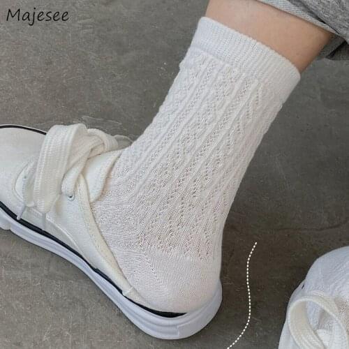 Socks Women Spring Solid French Style Unisex Simple Comfort Couple Harajuku Leisure Daily Soft Streetwear Retro Invisible Female