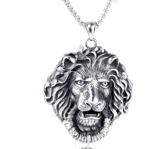 New Lion necklace for men women 316L stainless steel pendant antique silver color biker jewelry wholesale dropshipping