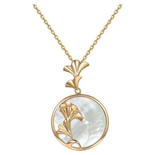New Product 925 Sterling Silver Fashion Natural Mother Of Pearl Plant Necklace Women Jewelry Valentines Day Gift For Girlfriend