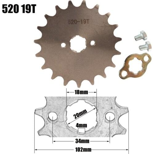 Motorcycle 520 20mm 19T Front Engine Sprocket For Honda Lifan ZongShen YCF ATV Quad Dirt Pit bike Buggy
