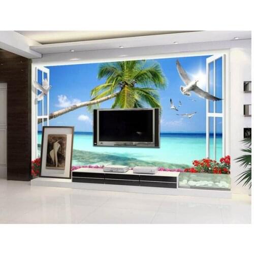 Custom photo wallpapers 3d murals wallpaper scenery outside the window the natural clear 3 d TV setting wall papers decoration