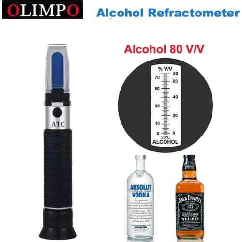 Refractometer Alcohol 0-80 % V/V Alcoholmeter Homemade for liquor Whisky Brandy Vodka Spirit tester ATC Alcohol Refractometer