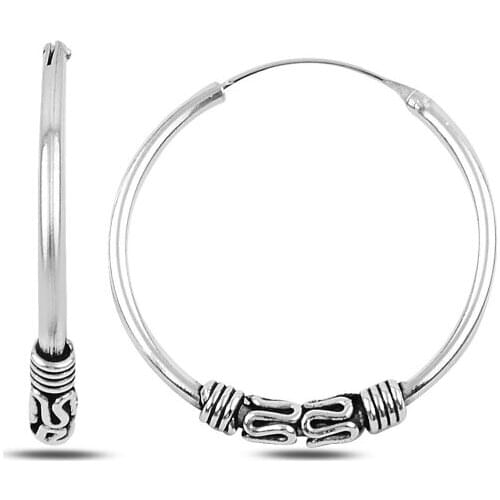 Silverlina Silver 25mm Oxidized Ring Earrings