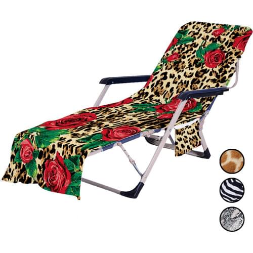 Animal Skin Pattern Beach Chair Cover Soft Microfiber Recliner Beach Towel Portable Dual-use Folding Lounge Towel