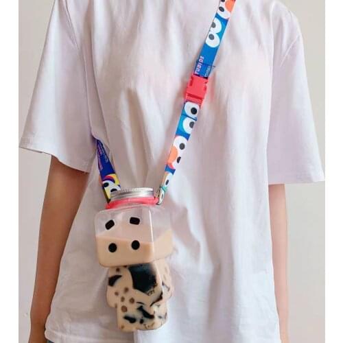 Cute Robot Transparent Plastic Bottle 500ml Cartoon Plastic Leakproof Convenient Outdoor Childrens Sports Fruit Bottle