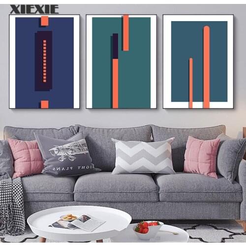 Nordic Abstract Green Blue Canvas Painting Prints Minimalist Style Wall Art Poster Modern Living Room Home Decor Wall Picture