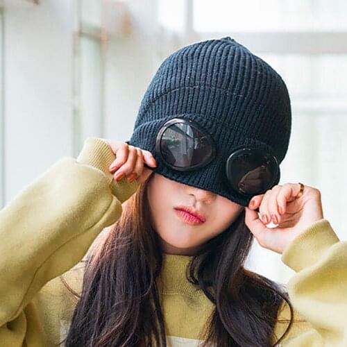 Sports Ski Snow ;Cap Unisex Wool Knitted Goggles Thermal Warm Autumn Winter Heat Keeper Ear Cold Protector Sports Cap c2