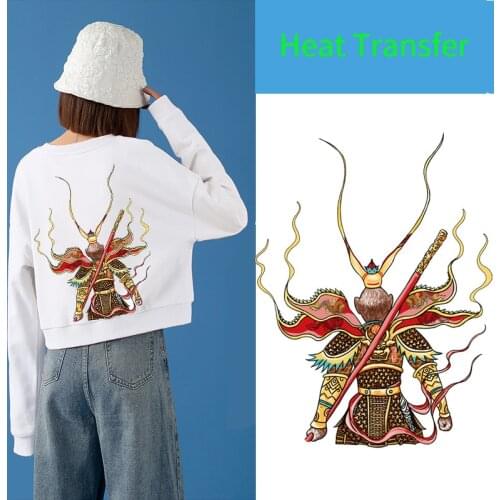 Cartoon Anime Monkey King Iron-on Transfers For Clothing DIY Heat Transfer Vinyl Thermo-Sticker Ironing Patches Custom Patch