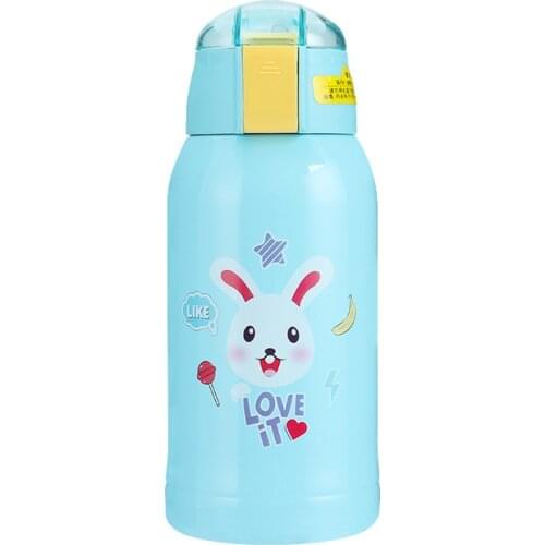 Smart temperature display, childrens thermos cup with straw, student dual-use 316 water bottle, anti-fall water cup