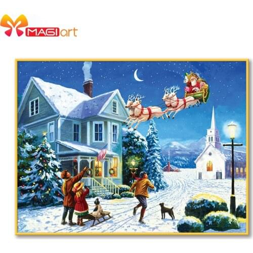 Cross stitch kits Embroidery needlework sets 11CT water soluble canvas patterns 14CT Full Merry Christmas Town NCMC132