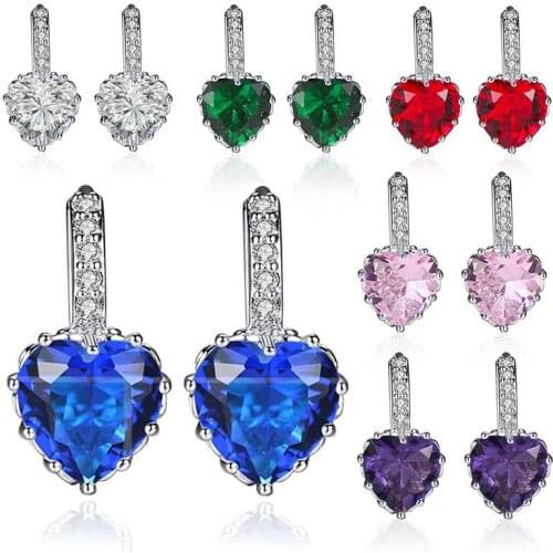 Sweet Heart Earrings Paved Cubic Zirconia Shiny Earrings for Women Trendy Metal Earring Trendy Jewelry Elegant Bijoux