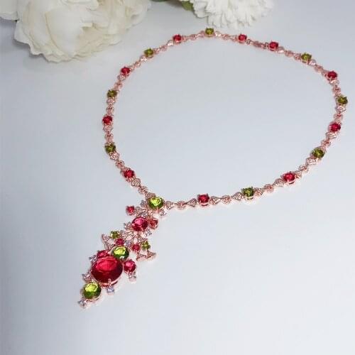 Superior Quality Rose Gold Womens Necklace Sub Green Wedding Banquet Hot Brand Jewelry Fashion Trend Pop Star Luxurious Love