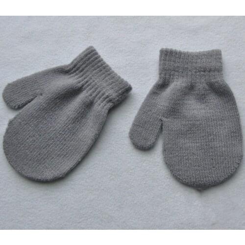 Winter Cute Baby Kids Red Gray Mittens Gloves Boys Girls Solid Color Warm Gloves Accessories 7 Colors