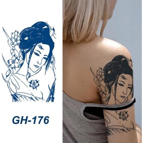 1pc Juice Ink Temporary Tattoo Sticker Waterproof Plant Durable Herbal Gardenia Blue Tattoos Women Girls Arm Leg Chest Body Art