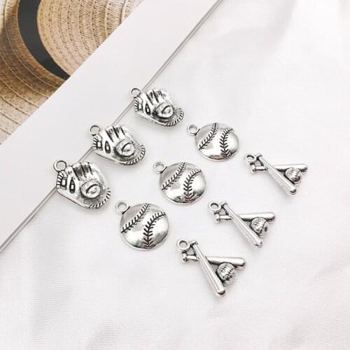 10Pcs Baseball Sports Charms Pendants DIY Jewelry Making Alloy Findings Accessory For Necklaces Earrings