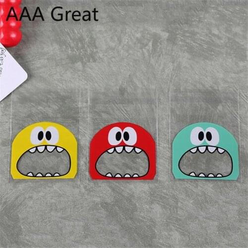 100Pcs/Lot Big Teeth Mouth Plastic Bag Wedding Birthday Cookie Candy Gift Packaging Bags OPP Self Adhesive Party Pouch