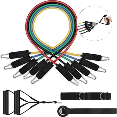 11pcs/set Fitness Resistance Tube Band Yoga Gym Stretch Pull Rope Exercise Training Expander Door Anchor With Handle Ankle Strap
