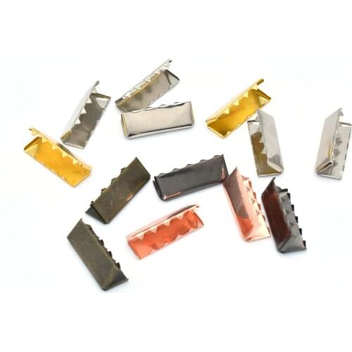 25mm Ribbon Clamps Ends Fasteners Clasps Cord Ends Cap Foldover Connectors for Leather Lanyard Strap Jewelry Making