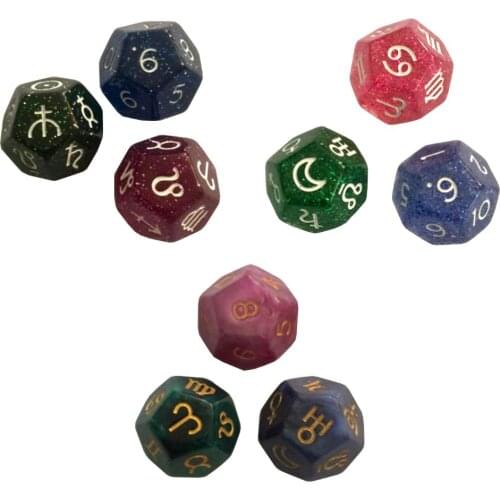 3Pcs/Set 12-Sided Astrology Dice Acrylic Number Divination Magic Board Game Toy