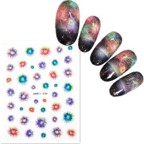 Newest HANYI-236 festival design 3d nail sticker Japan style nail decals template DIY nail decoration tips