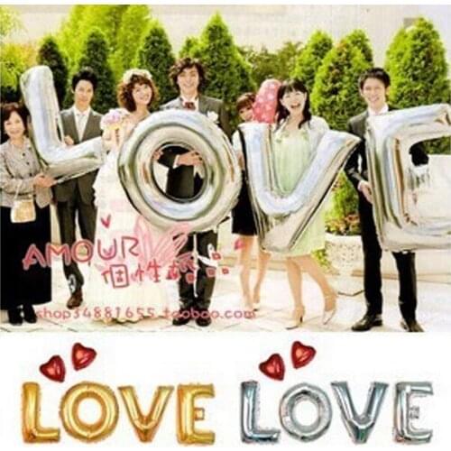 4Pcs 16inch 40cm Capital Letter LOVE Set Metallic Colorful Foil Mylar Helium Balloons For Birthday Wedding Party Decoration
