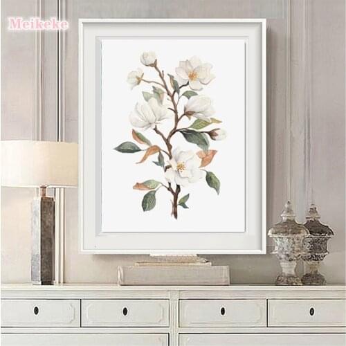 5D DIY Diamond Painting Magnolia Blooms Blossoms Floral Full Square Round Diamond Embroidery Mosaic Cross Stitch Kits Home Decor