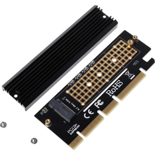 PCI Express 3.0 x16 to PCIe-based NVMe and AHCI SSD Adapter Card with Heat Sink