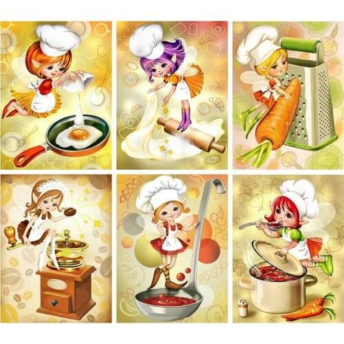 Full Square/Round Drill 5D DIY Diamond Painting Cartoon Diamond Embroidery Chef Girl Cross Stitch Mosaic Home Decor