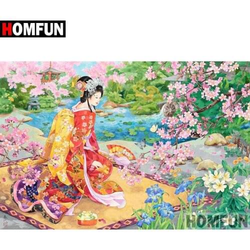 HOMFUN Full Square/Round Drill 5D DIY Diamond Painting "Japanese girl" Embroidery Cross Stitch 5D Home Decor Gift A08783