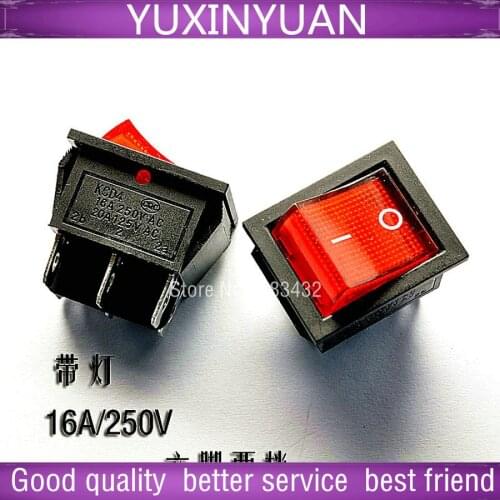 Large ship type switch KCD2 KCD4 6 foot 2-202 red shift with lamp 16 a/250 v 5pcs/lot