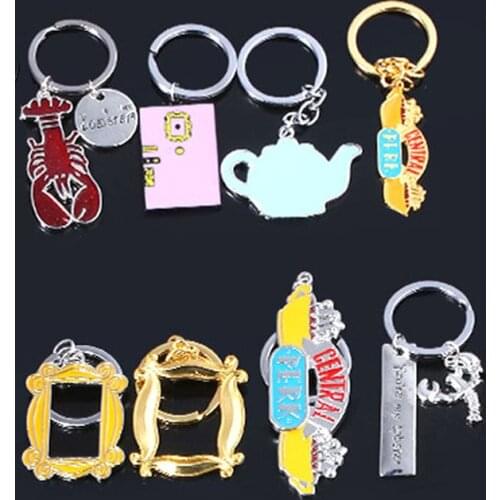 TV Friends Keychains Pin Central Perk Coffee Time Monica Door Frame Lobster Key Chain For Girl Men Best Keyring Jewelry Gift