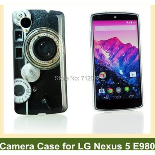OEEKOI Retro Camera Print Soft TPU Gel Case for LG Google Nexus 5 E980 Free Shipping