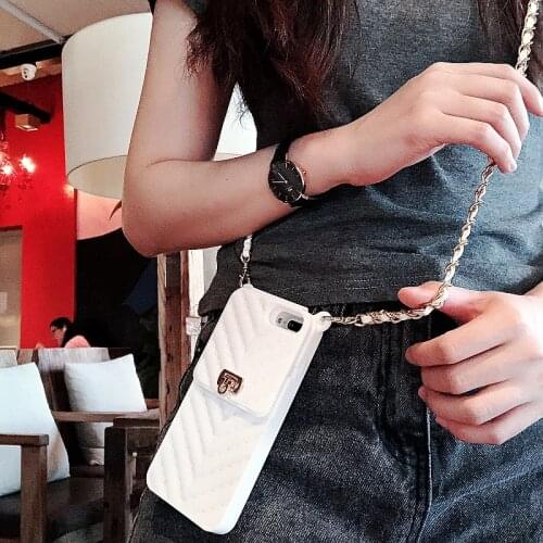 Crossbody Wallet Case Cover For iPhone 11 Pro XS MAX XR X 10 8 7 6 6s Plus Card Slot Purse Cover With long shoulder strap chain