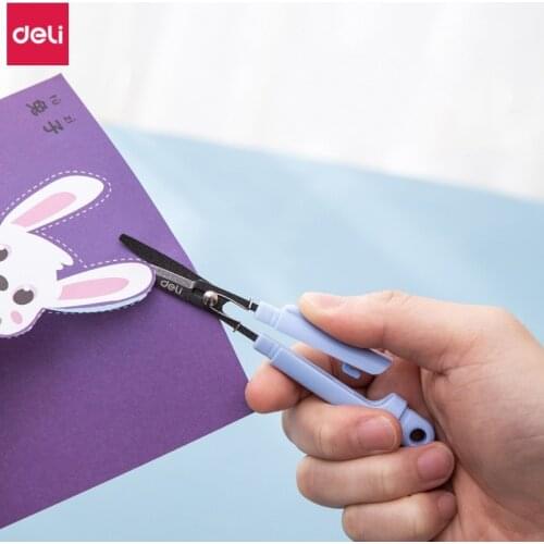 Deli Foldable Mini Small Scissors Creative Portable Paper Cutting Tool Kawaii Stationery Student DIY Hand-cut Office Supplies