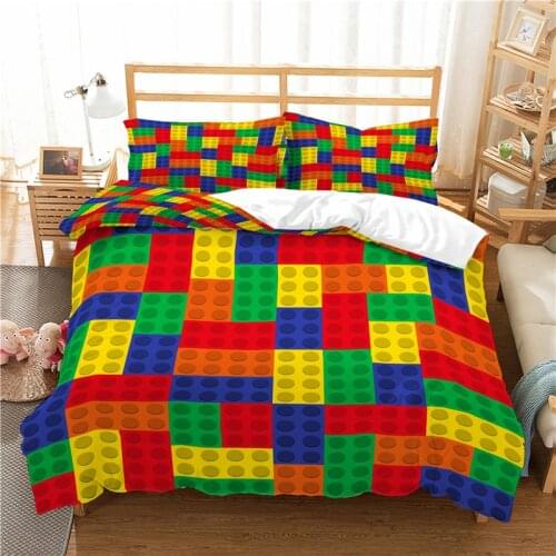 Home Textile Luxury 3D Toy Blocks Print 2/3Pcs Comfortable Duvet Cover PillowCase Bedding Sets Queen and King EU/US/AU Size
