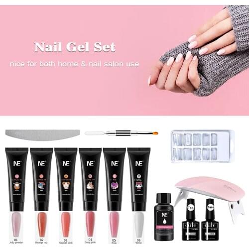 Nail Gel Set with Nail Lamp Gel Polish Coat LED Nail Gel Set Nail Art Start Kit Manicure Tools Set Salon Nail Tool Kit