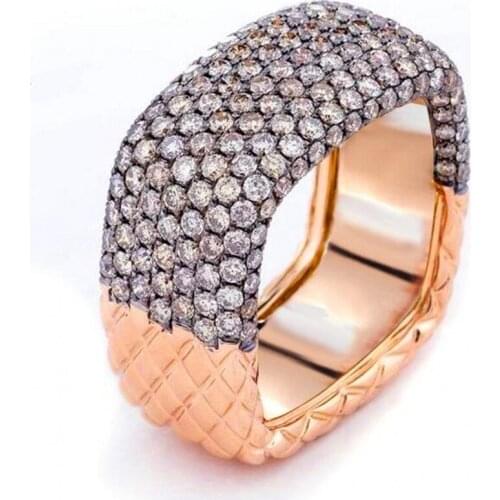 2019 New Arrival Hot Fashion Jewelry 925 Sterling Silver&Gold Fill Double Color Pave 5A Cubic Zirconia Women Wedding Finger Ring