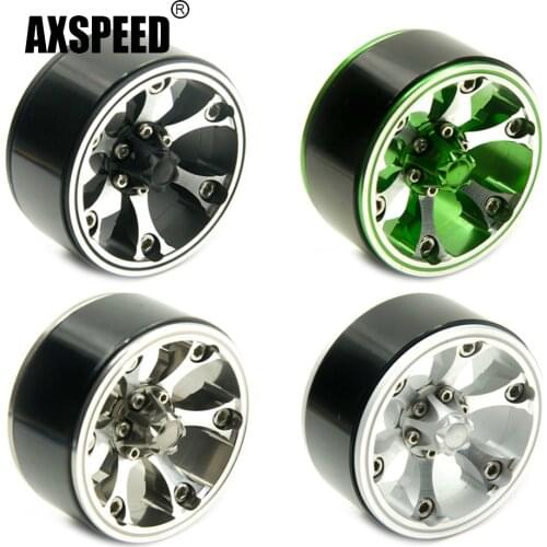 AXSPEED 4Pcs Aluminum Alloy 1.9 Beadlock Wheels Rims for 1/10 RC Crawler Axial SCX10 SCX10 II 90046 AXI03007 Traxxas TRX4 D90