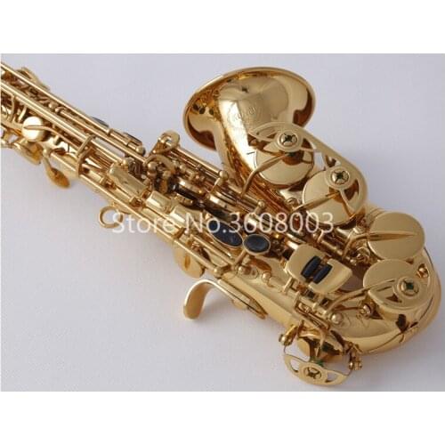 KUNO KSC-901 Small Curved Soprano Saxophone Electrophoresis Gold Sax B Flat Instruments with Accessories