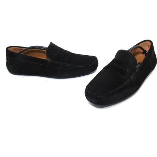 Handmade Penny Loafers with Flat Flexible Sole, Black Cow Suede, Full Leather Insole, Casual Daily Comfort Mens Shoes, 2021
