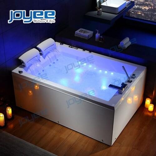 JOYEE Massage Jacuzzi Supplier 2021 New Design Bathroom Luxury 2 Person Hydro Spa Whirlpool Bathtub With Neck Waterfall Function